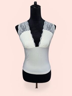 NWT Free People Ivory Lace Plunge Tank